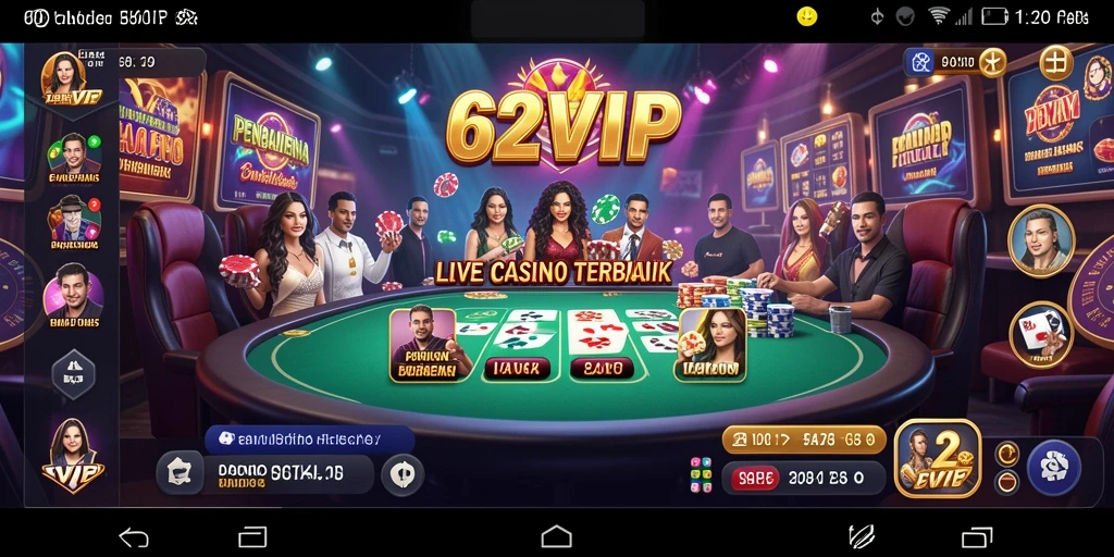 Screenshot gameplay Live Casino di 62VIP yang menampilkan dealer langsung.