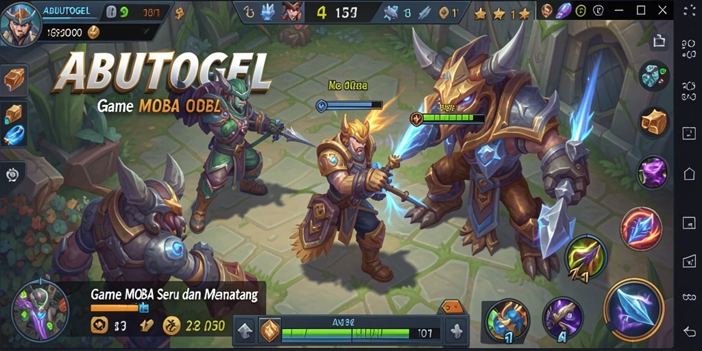 Menampilkan aksi seru dalam pertarungan MOBA ABUTOGEL.