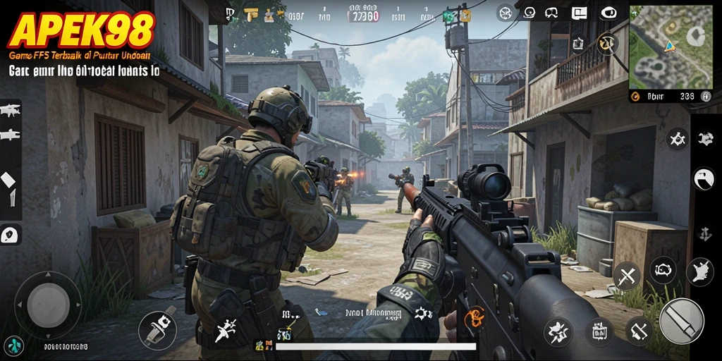 Screenshot APEK88 menampilkan aksi menembak yang mendebarkan dalam game FPS.