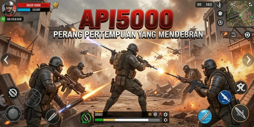 Screenshot dari gameplay mendebarkan API5000 di medan perang.