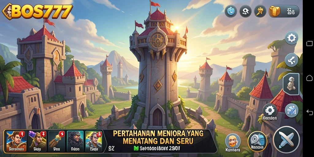Screenshot gameplay Tower Defense menampilkan aksi menegangkan dengan strategi yang cermat.