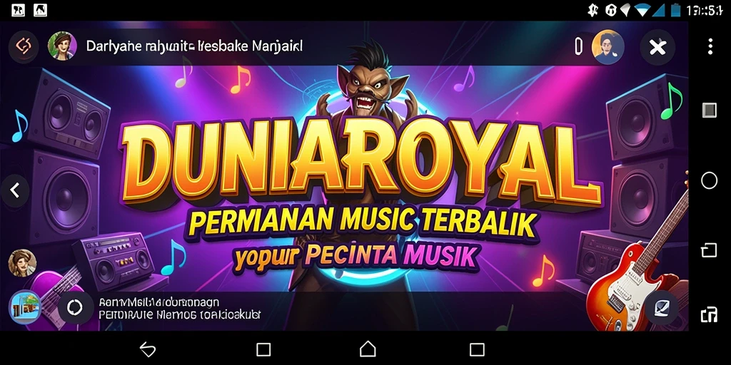 Tampilan gameplay DUNIAROYAL saat memainkan lagu-lagu favorit.