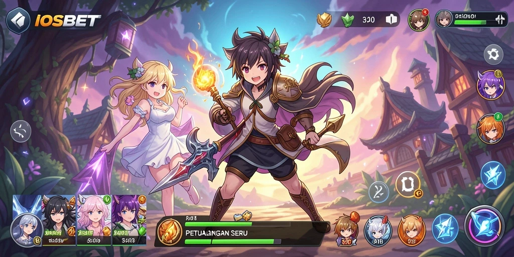Tampilan gameplay seru dan karakter anime menarik di IOSBET.
