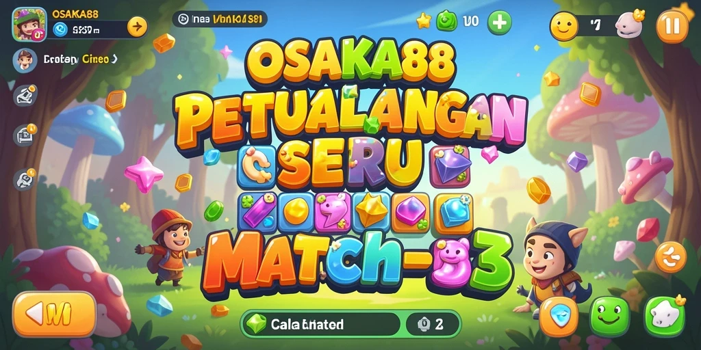 Menampilkan gameplay Match-3 yang menarik dan penuh warna.